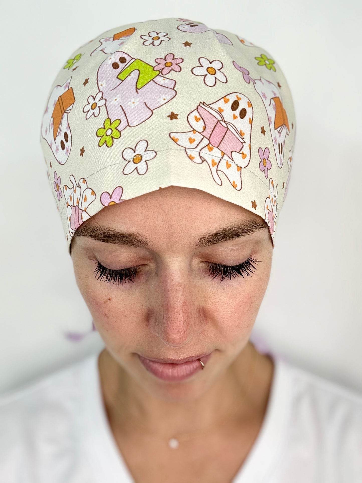 Ribbon Back- BOOOk Lovers: Euro-Style Scrub Cap