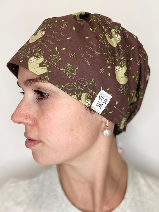 Toggle Back- Sleepy Sloths: Euro-Style Scrub Cap