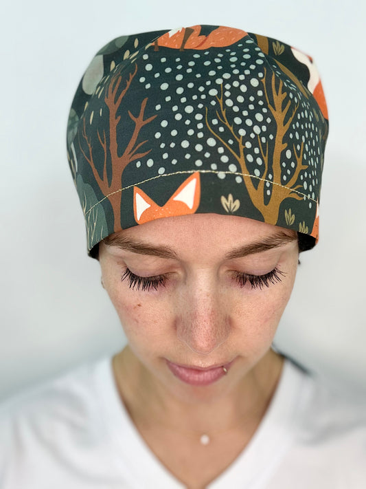 Ribbon Back- Scandi Foxes: Euro-Style Scrub Cap