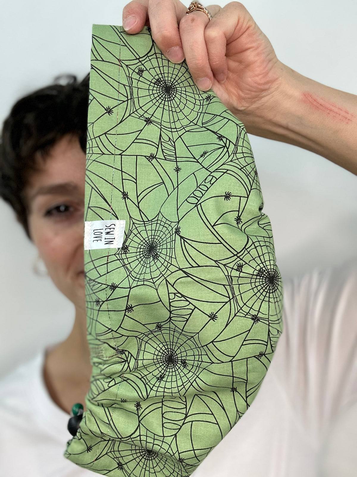 Toggle Back- Spiderwebs: Euro-Style Scrub Cap