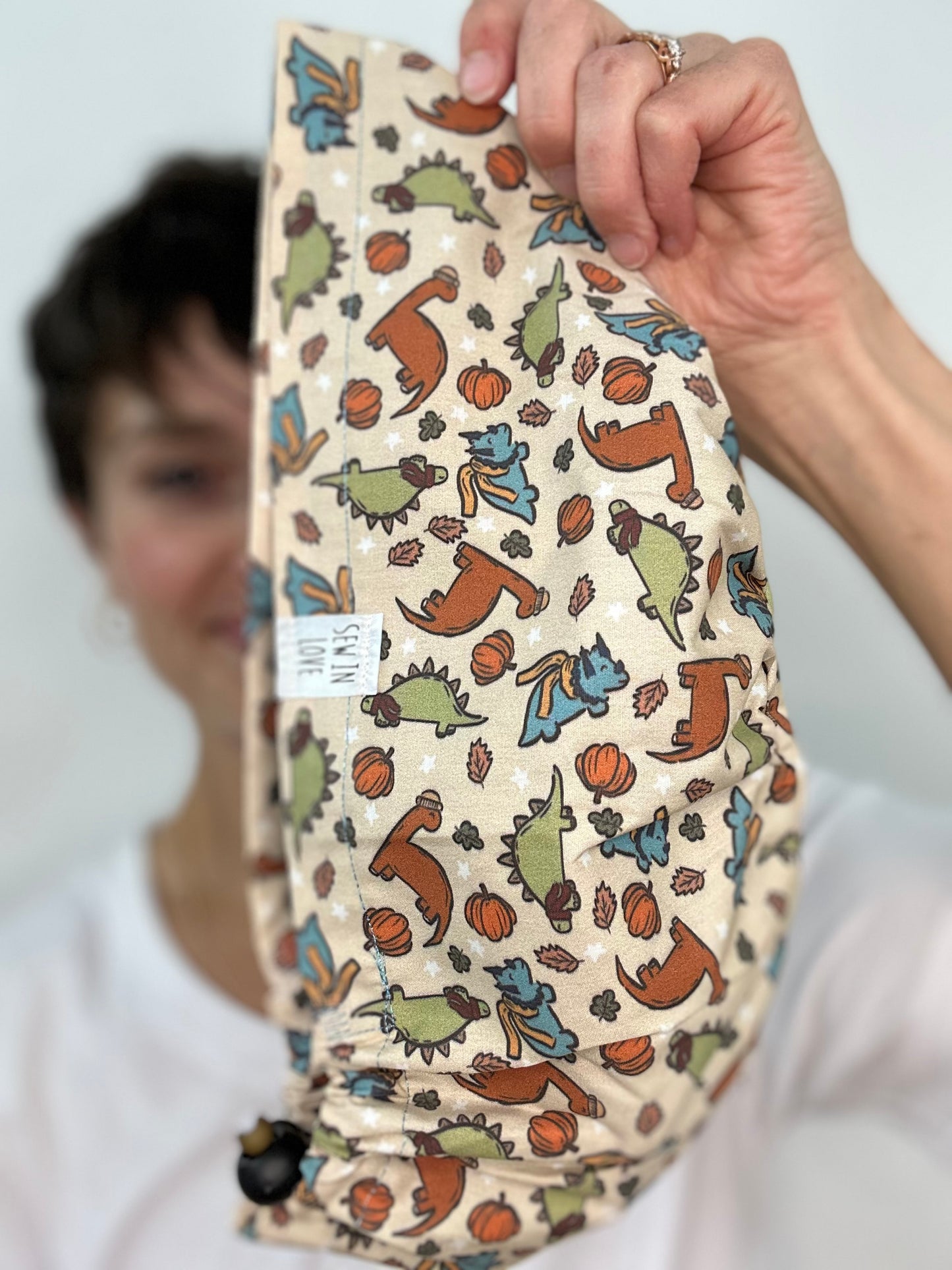Toggle Back- Cozy Dinos: Euro-Style Scrub Cap
