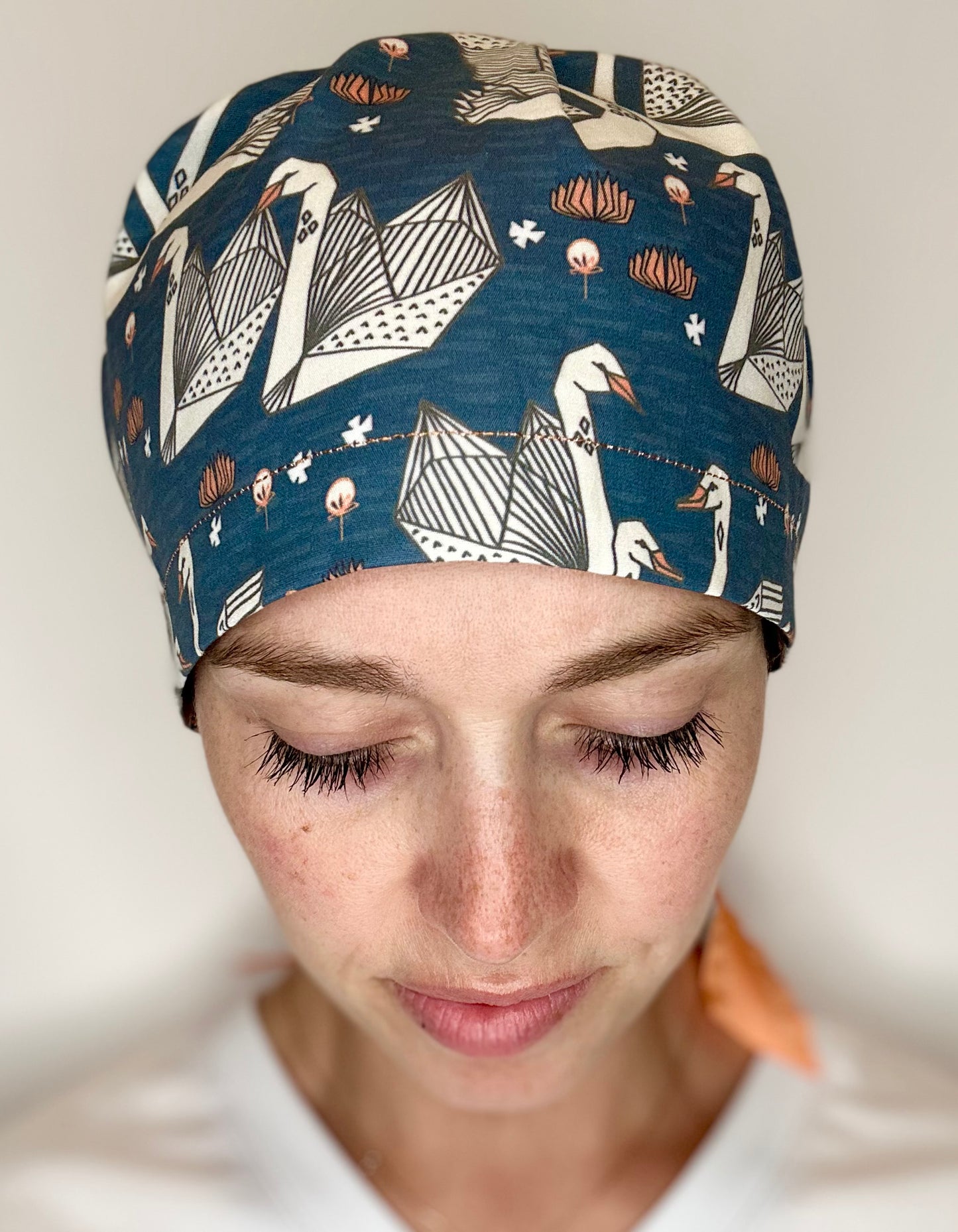 Ribbon Back-Origami Swans: Euro-Style Scrub Cap