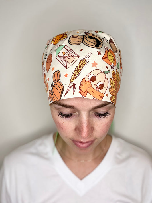 SATIN LINED- Mickey Pumpkin Patch: Euro-Style Scrub Cap