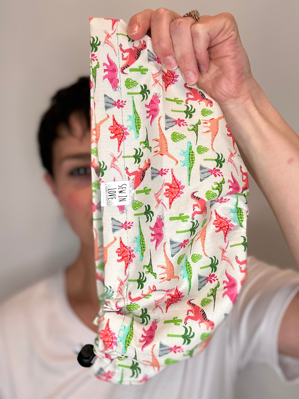 Toggle Back- Lady Dinos: Euro-Style Scrub Cap