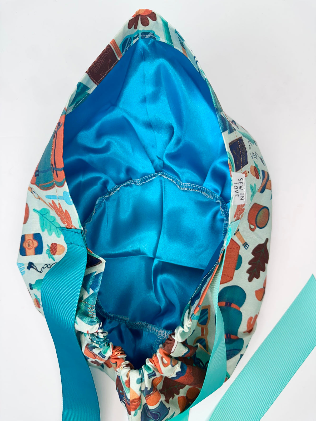 Ribbon Back- Take a Hike (Mismatched Ribbons): Euro-Style Scrub Cap
