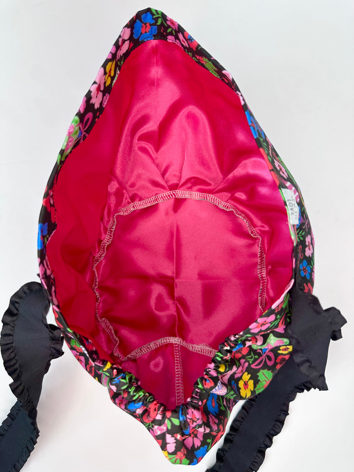 Ribbon Back- Candy Cane Floral: Euro-Style Scrub Cap