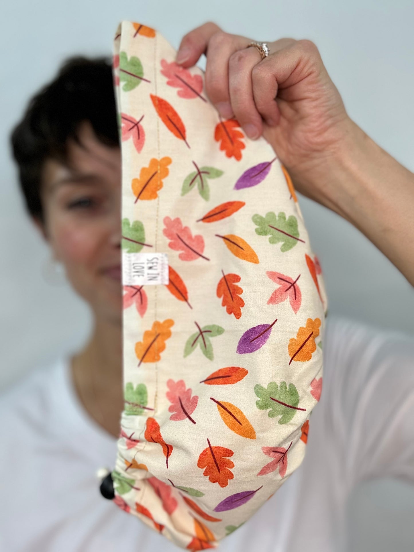 Toggle Back- Happy Leaves: Euro-Style Scrub Cap