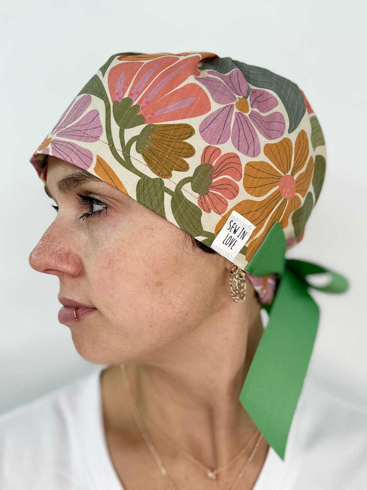 Ribbon Back- Fall Whimsy: Euro-Style Scrub Cap