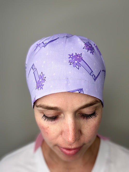 SATIN LINED- Floral Miller Blade: Euro-Style Scrub Cap