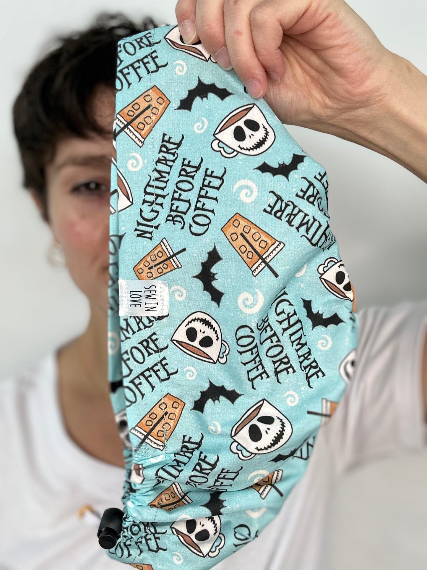 Toggle Back- Nightmare Before Coffee: Euro-Style Scrub Cap