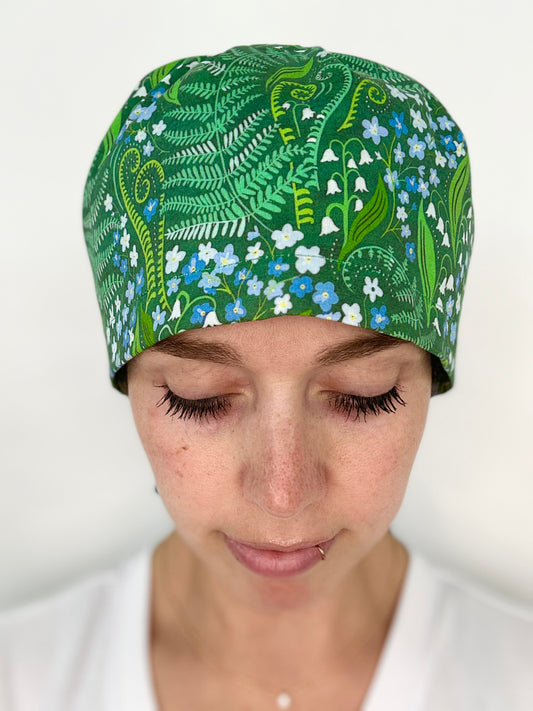 Ribbon Back- Fern Forest: Euro-Style Scrub Cap
