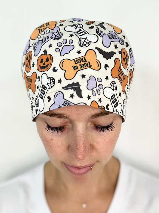 Ribbon Back- Halloween for the Pups: Euro-Style Scrub Cap