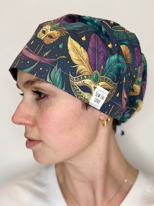 Toggle Back- Mardi Gras at Night: Euro-Style Scrub Cap