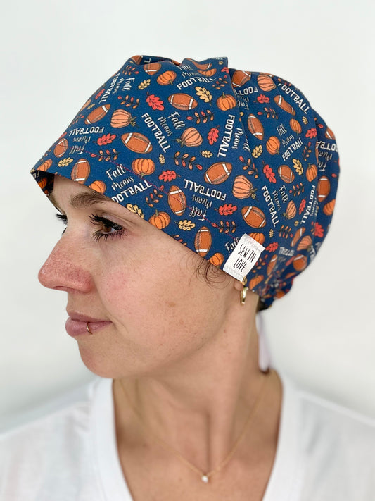 Toggle Back- Fall Means Football: Euro-Style Scrub Cap