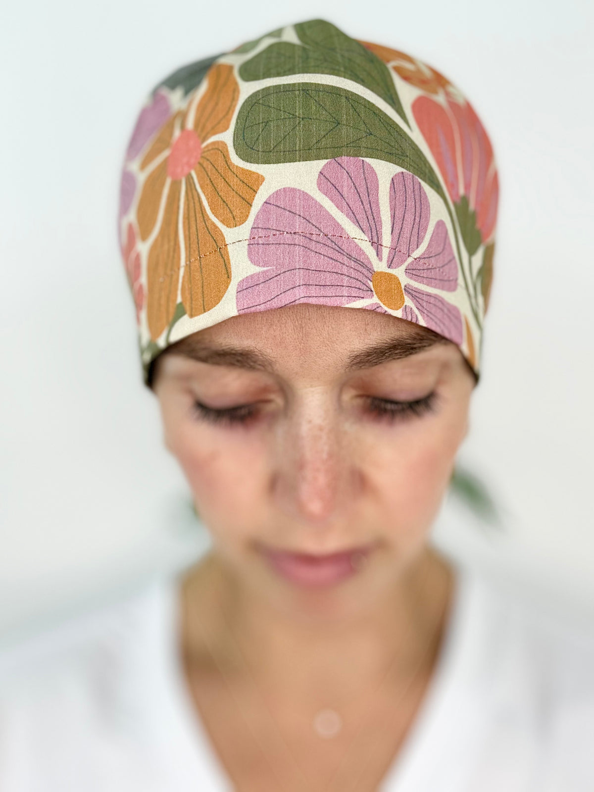 Ribbon Back- Fall Whimsy: Euro-Style Scrub Cap
