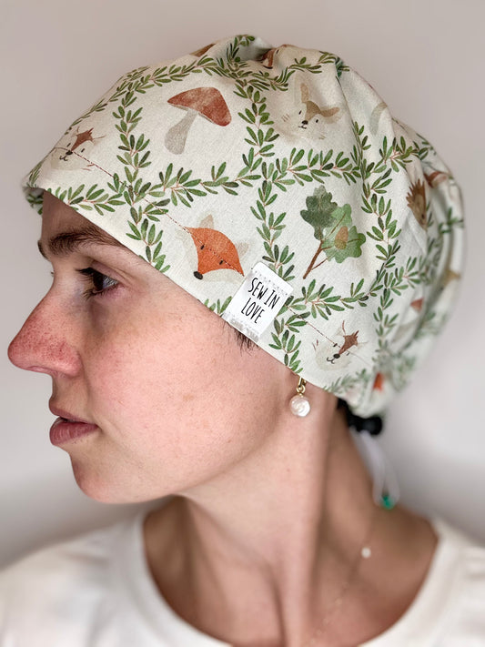 Toggle Back- Woodland Laurel: Euro-Style Scrub Cap