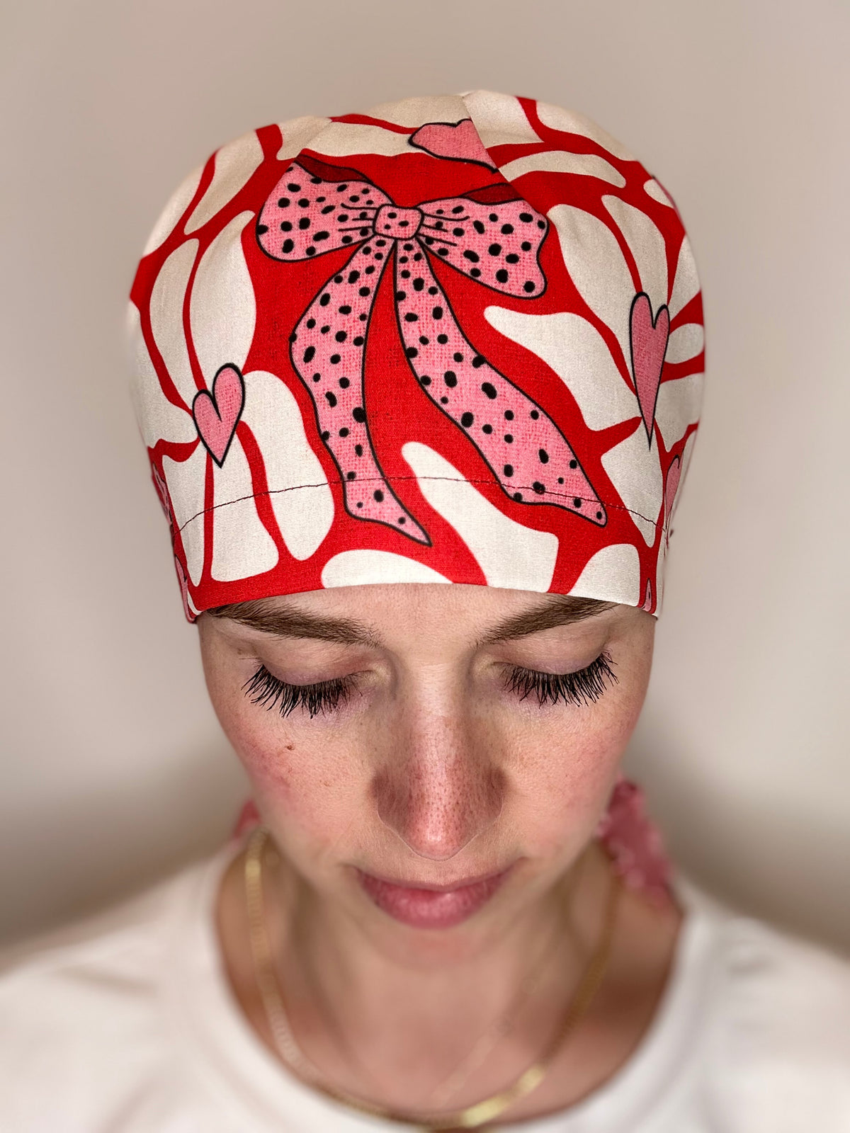 Ribbon Back- Bows and Daisies: Euro-Style Scrub Cap