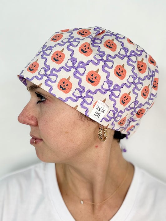 Toggle Back- Jack-O-Lantern Trellis: Euro-Style Scrub Cap