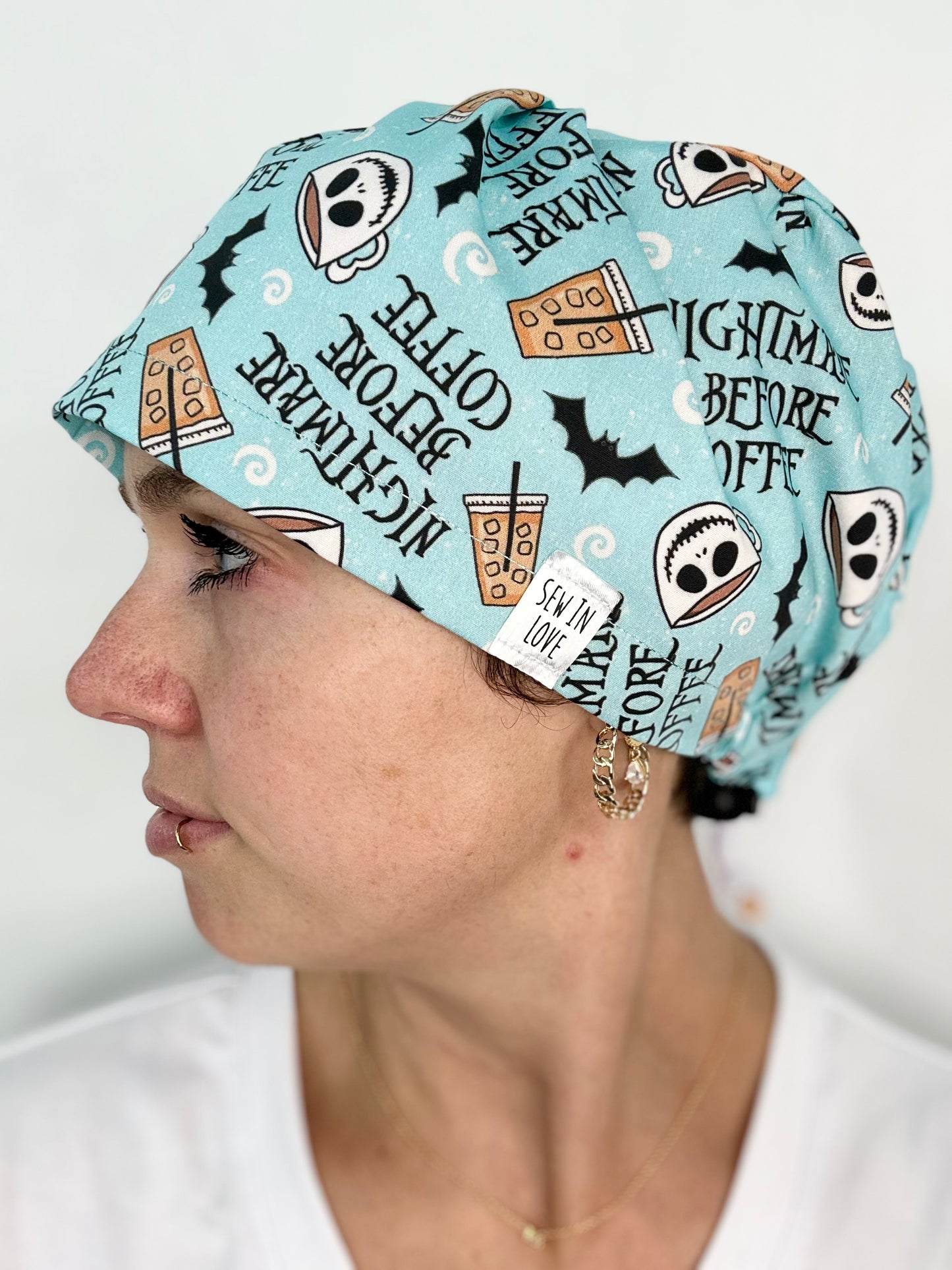 Toggle Back- Nightmare Before Coffee: Euro-Style Scrub Cap