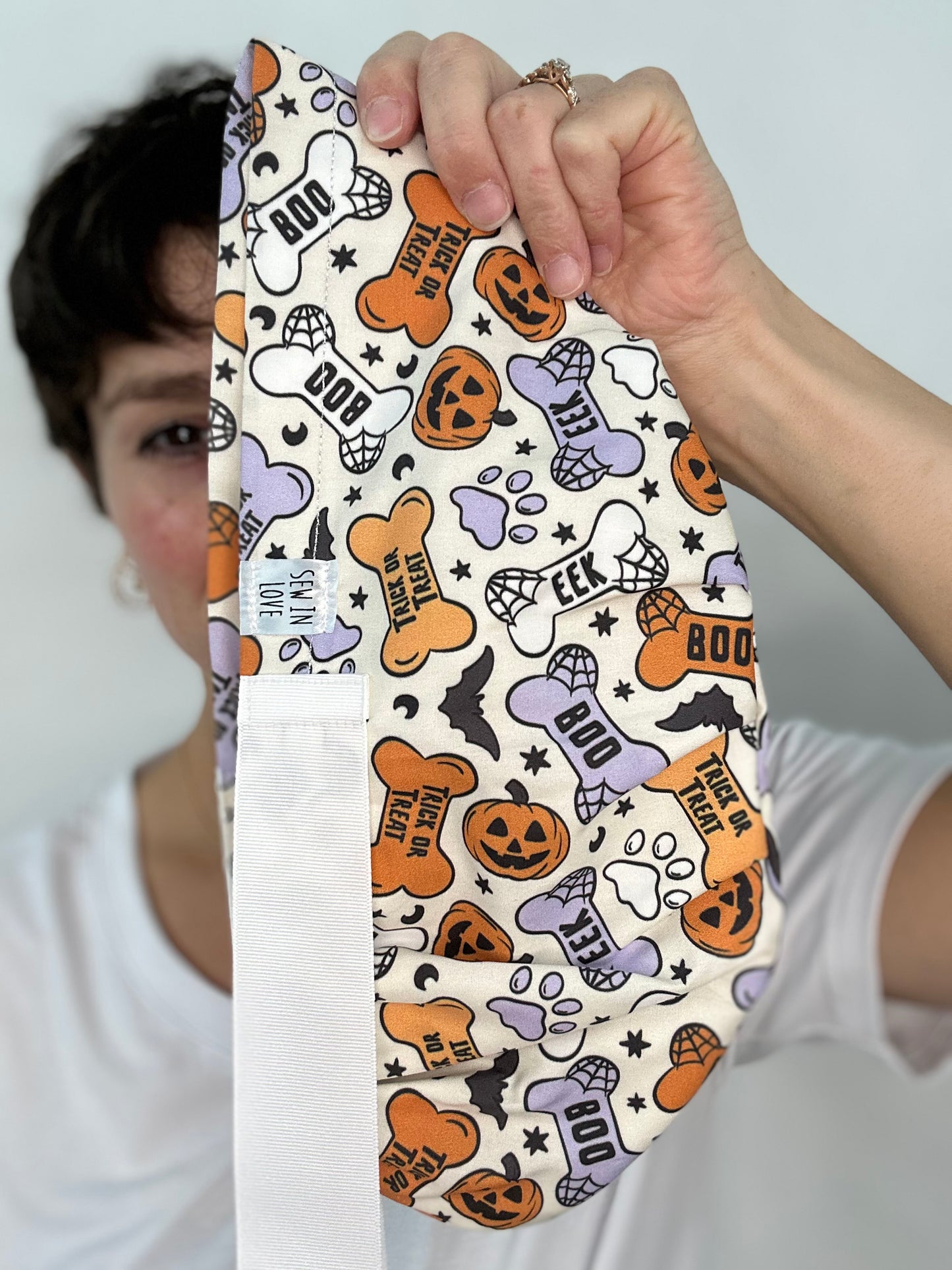 Ribbon Back- Halloween for the Pups: Euro-Style Scrub Cap