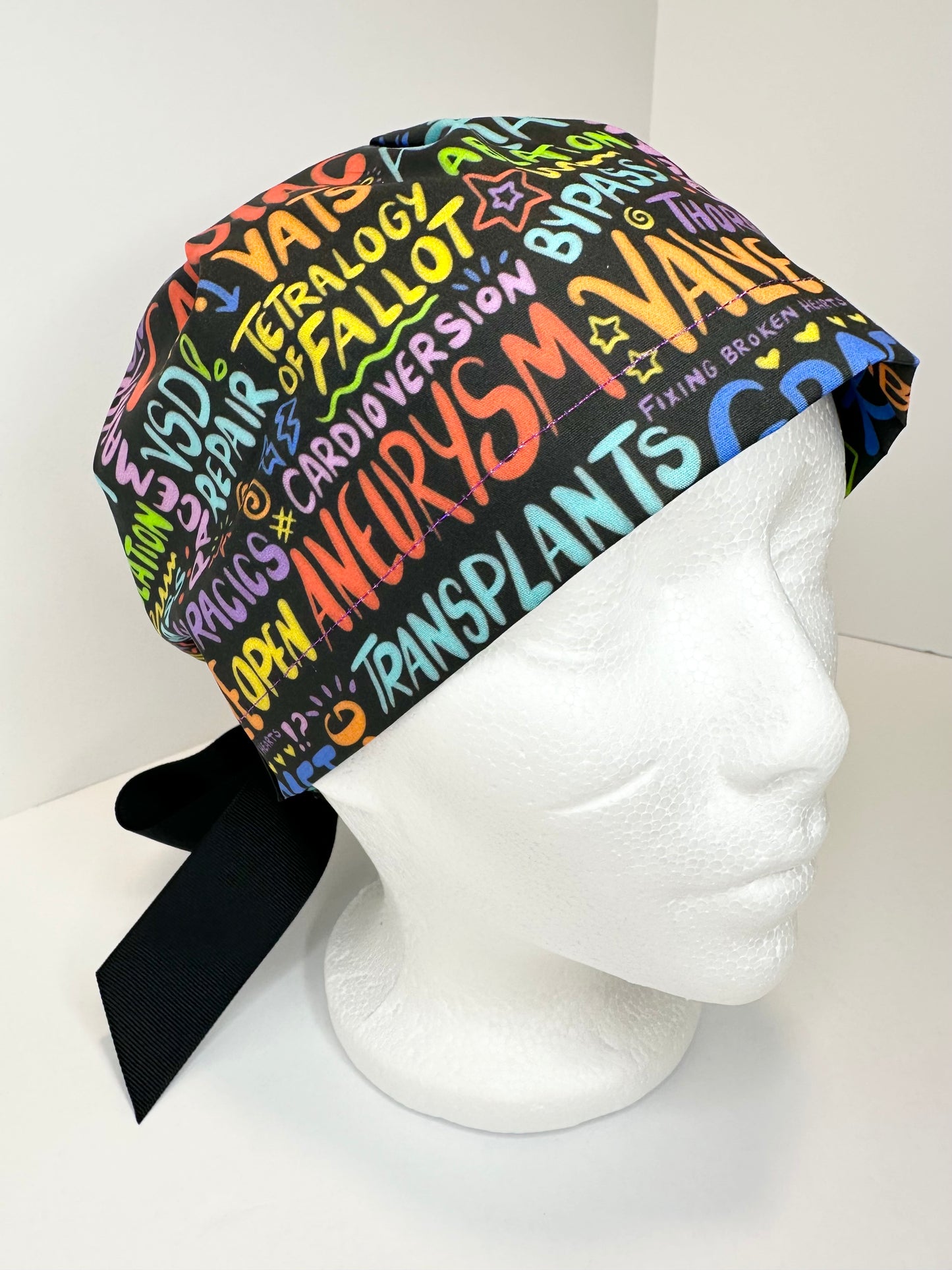 SATIN LINED- Cardiac Things: Euro-Style Scrub Cap