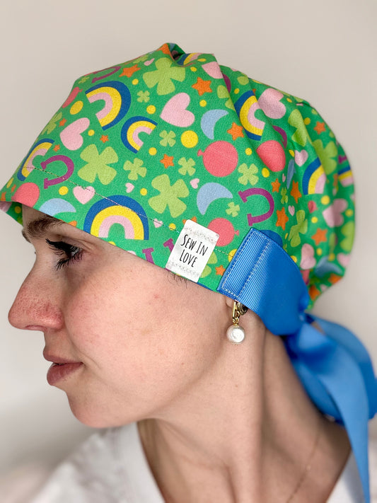 Ribbon Back- Lucky Charms: Euro-Style Scrub Cap
