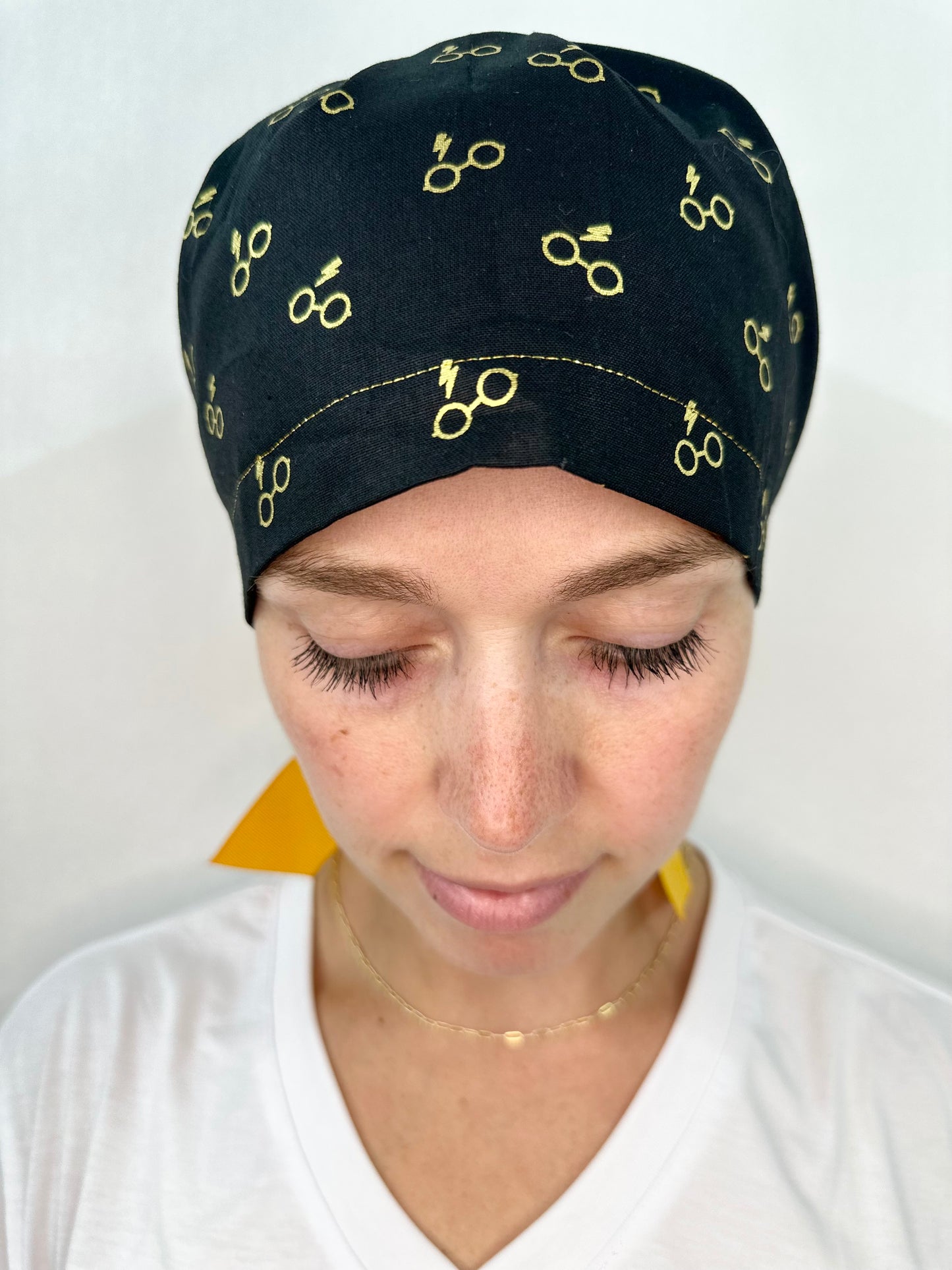 Ribbon Back-Golden Glasses: Euro-Style Scrub Cap