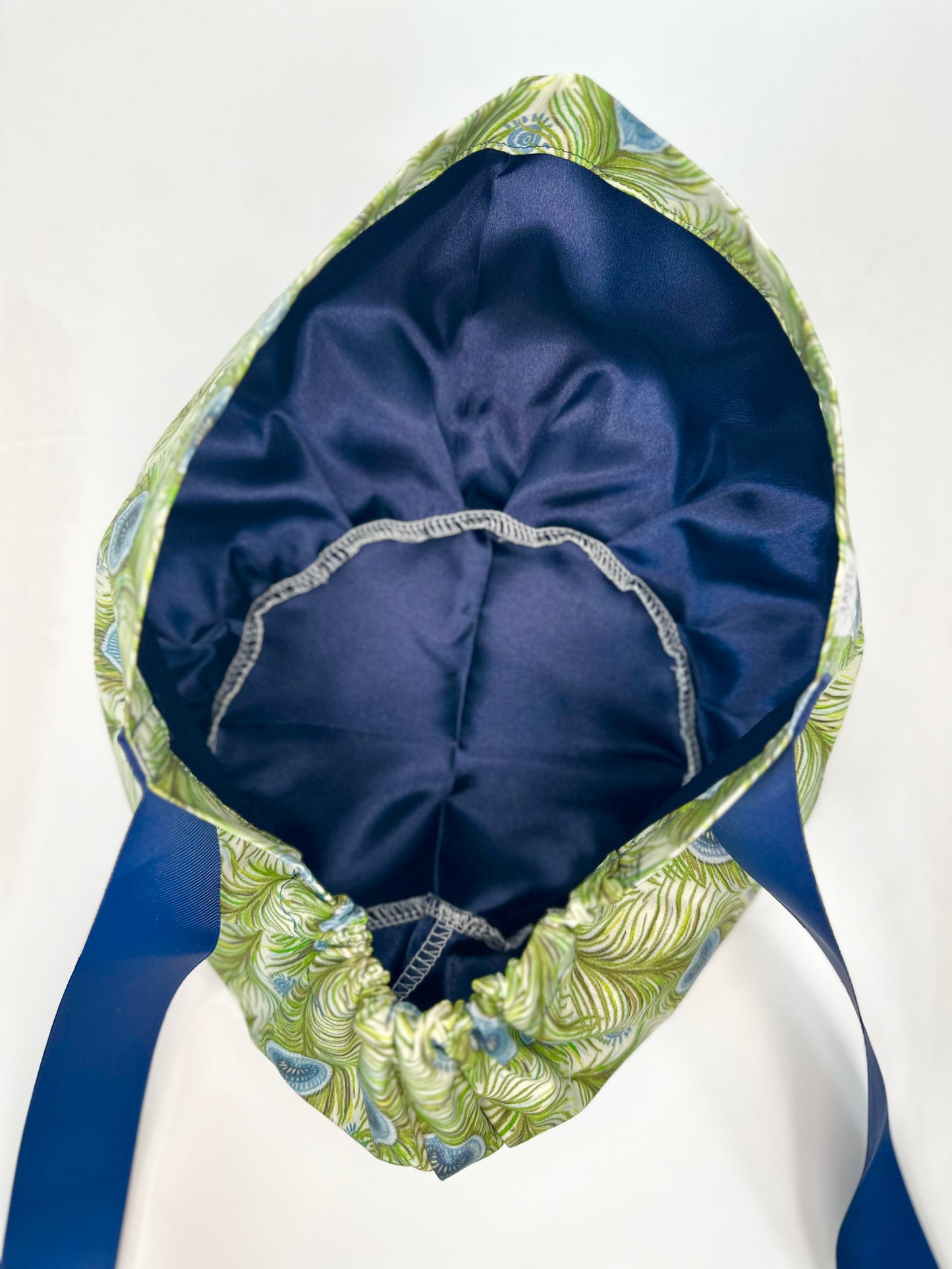 Ribbon Back - Peacock Feathers: Euro-Style Scrub Cap