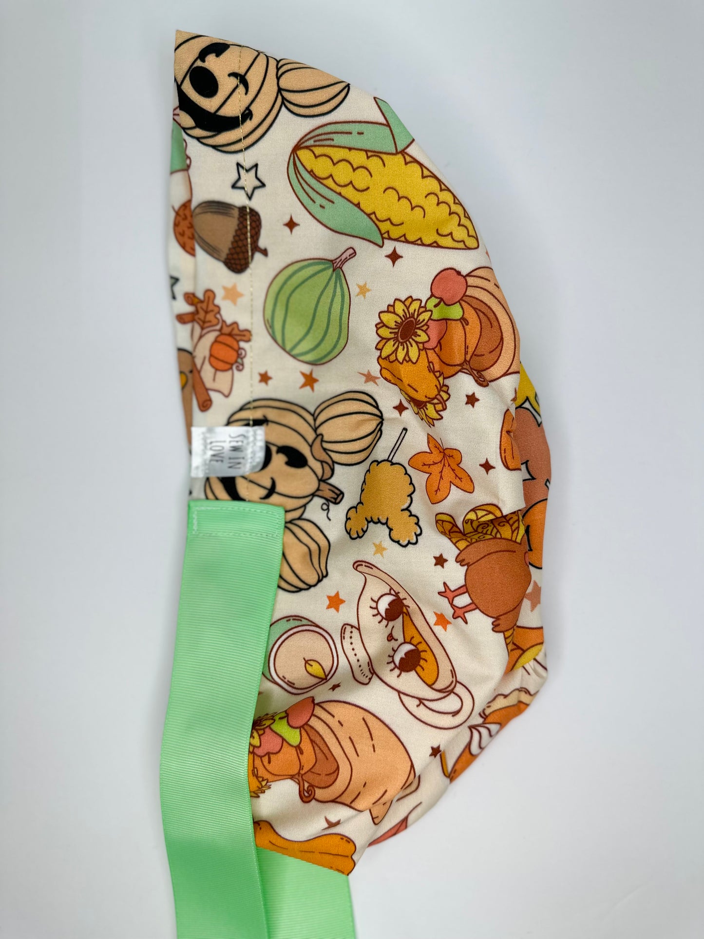 SATIN LINED- Mickey Pumpkin Patch: Euro-Style Scrub Cap