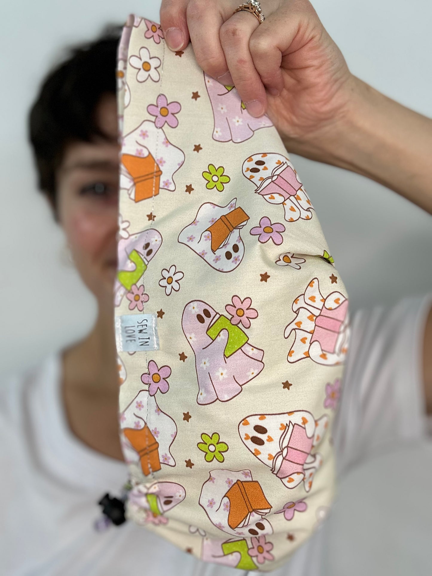 Toggle Back- BOOOk Lovers: Euro-Style Scrub Cap
