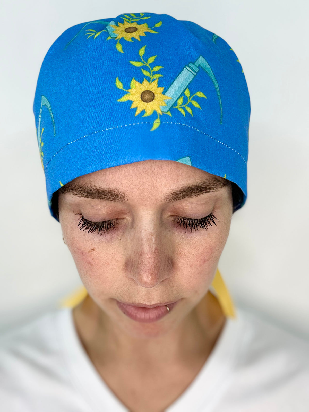 Ribbon Back- Sunflower Mac Blade: Euro-Style Scrub Cap