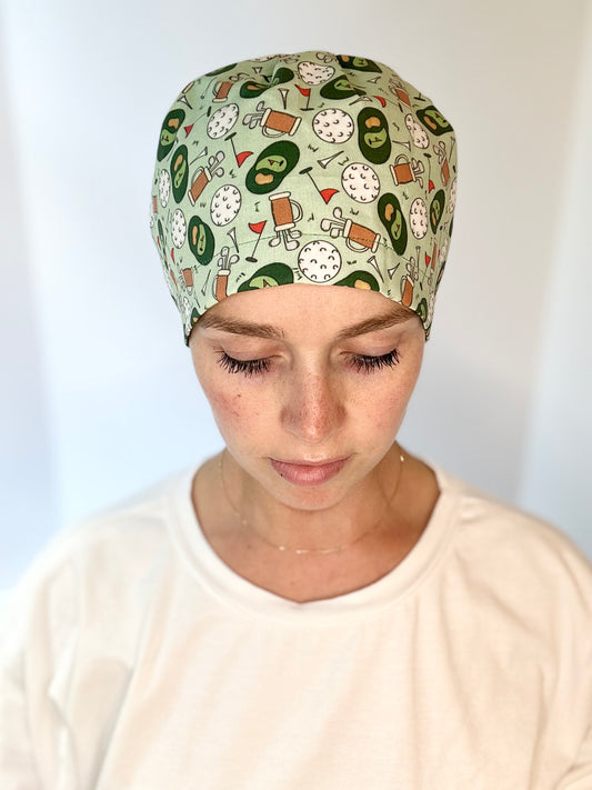*Toggle Back* SATIN LINED- Golfer’s Delight: Euro-Style Scrub Cap