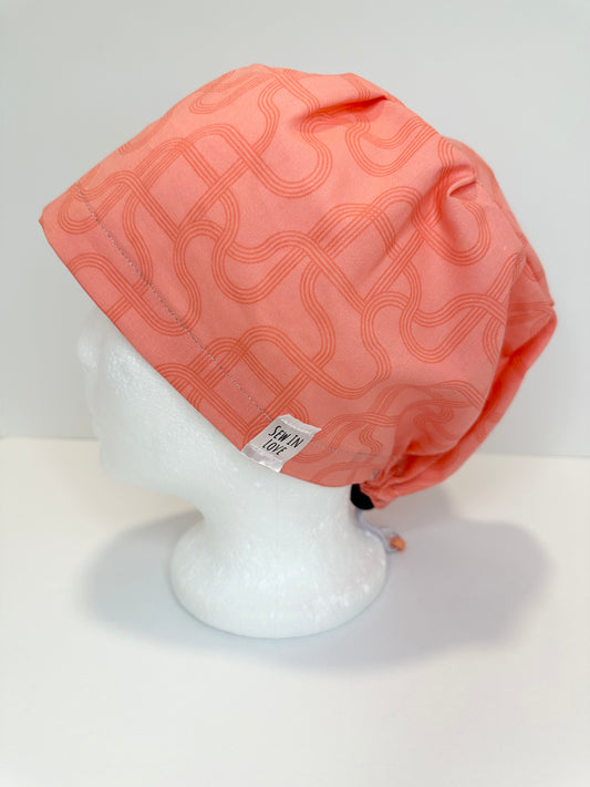 *Toggle Back* SATIN LINED- Geometric Pipes: Euro-Style Scrub Cap