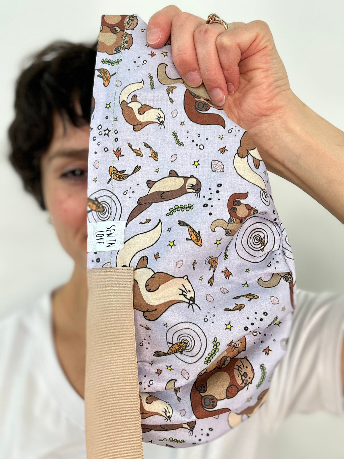 Ribbon Back- Cuddly Otters: Euro-Style Scrub Cap