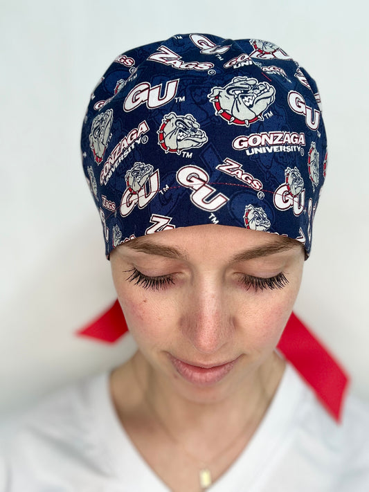 *Sneaky Print* Ribbon Back- Gonzaga: Euro-Style Scrub Cap