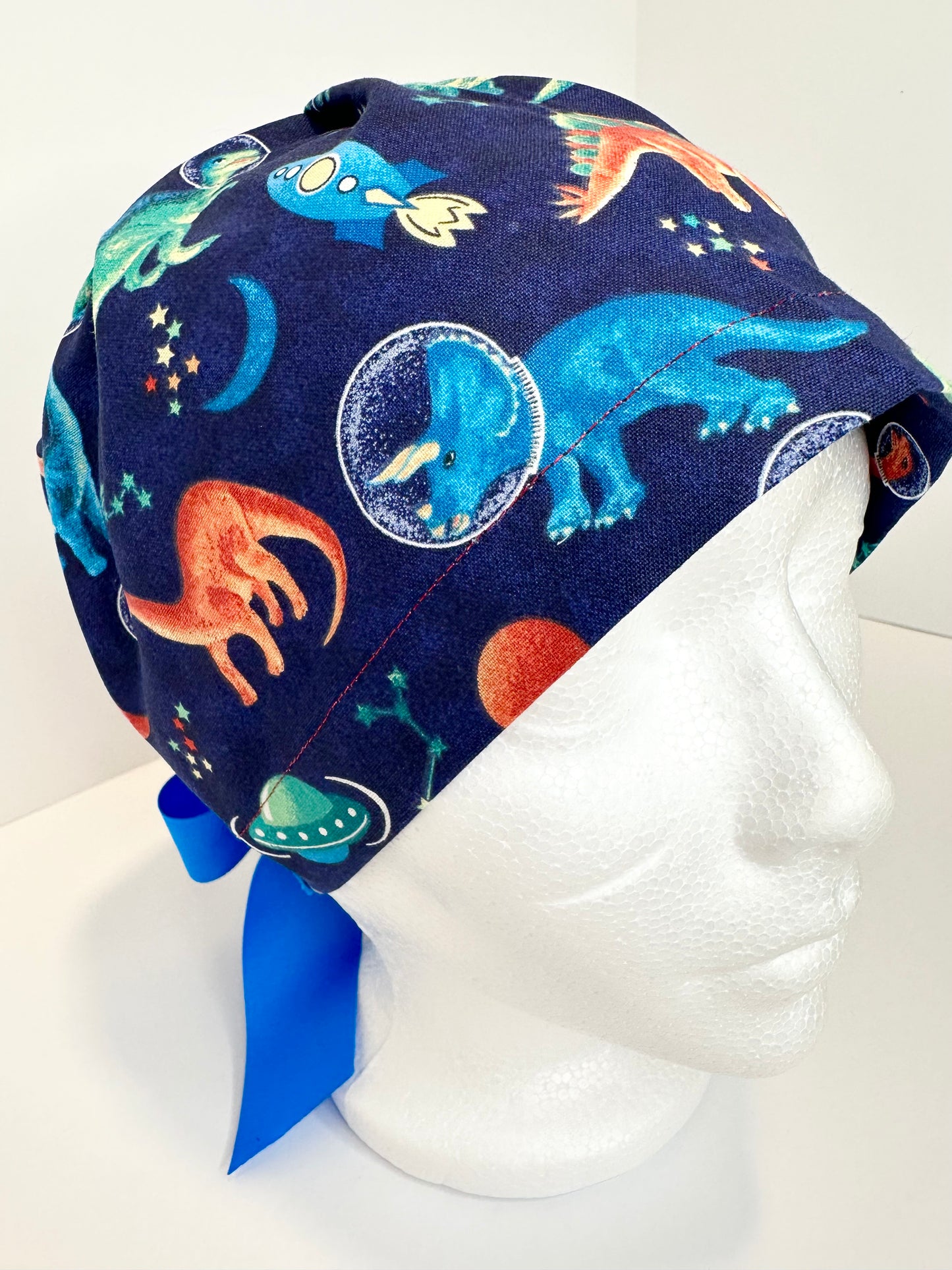 NOT LINED- Space Dinos: Euro-Style Scrub Cap