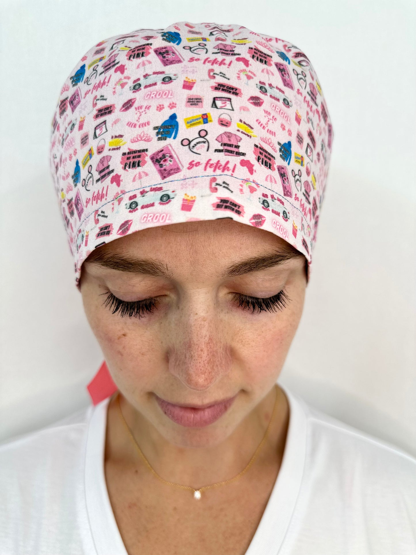 Ribbon Back-So Fetch (Tiny Print): Euro-Style Scrub Cap