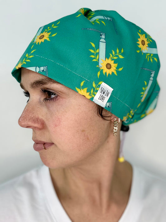 Toggle Back- Sunflower Miller Blade: Euro-Style Scrub Cap