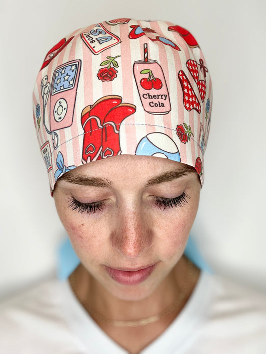 Ribbon Back- Americana Items: Euro-Style Scrub Cap