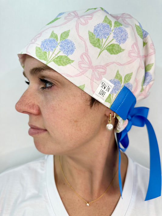 Ribbon Back-Hydrangea Trellis: Euro-Style Scrub Cap