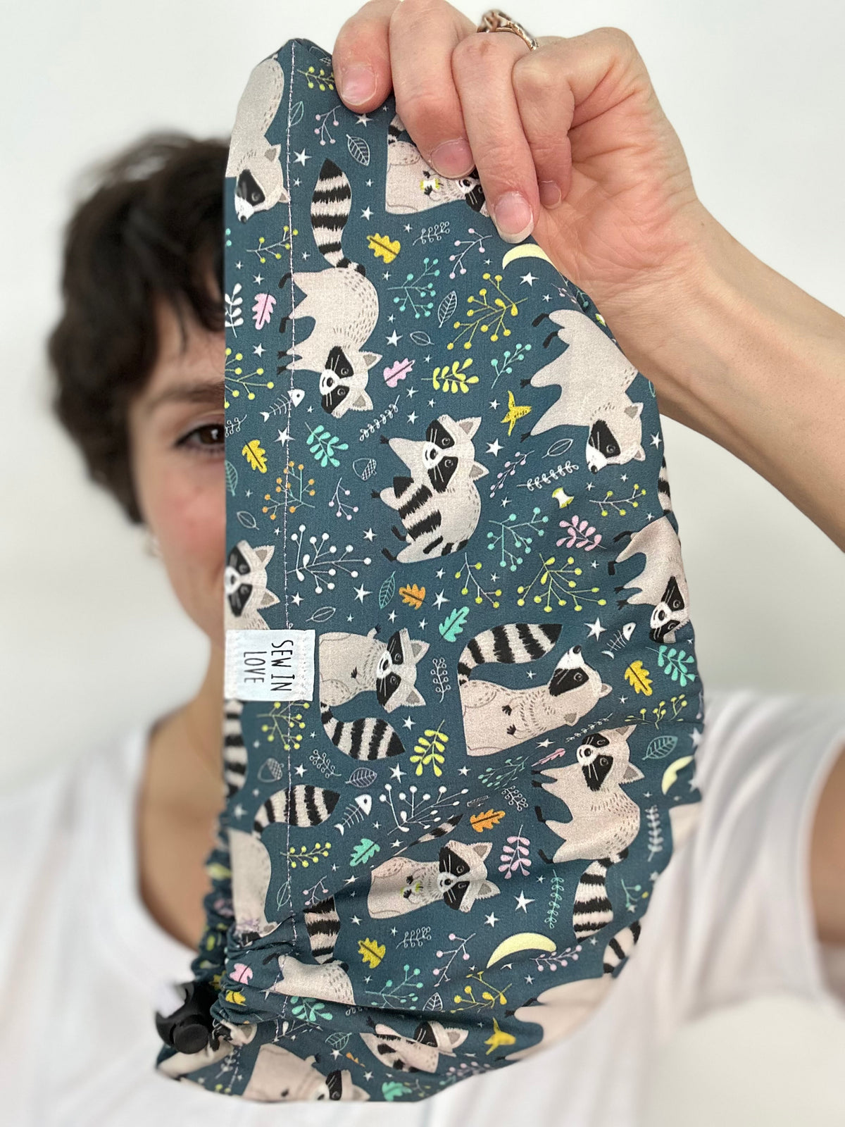 Toggle Back- Ornery Racoons: Euro-Style Scrub Cap