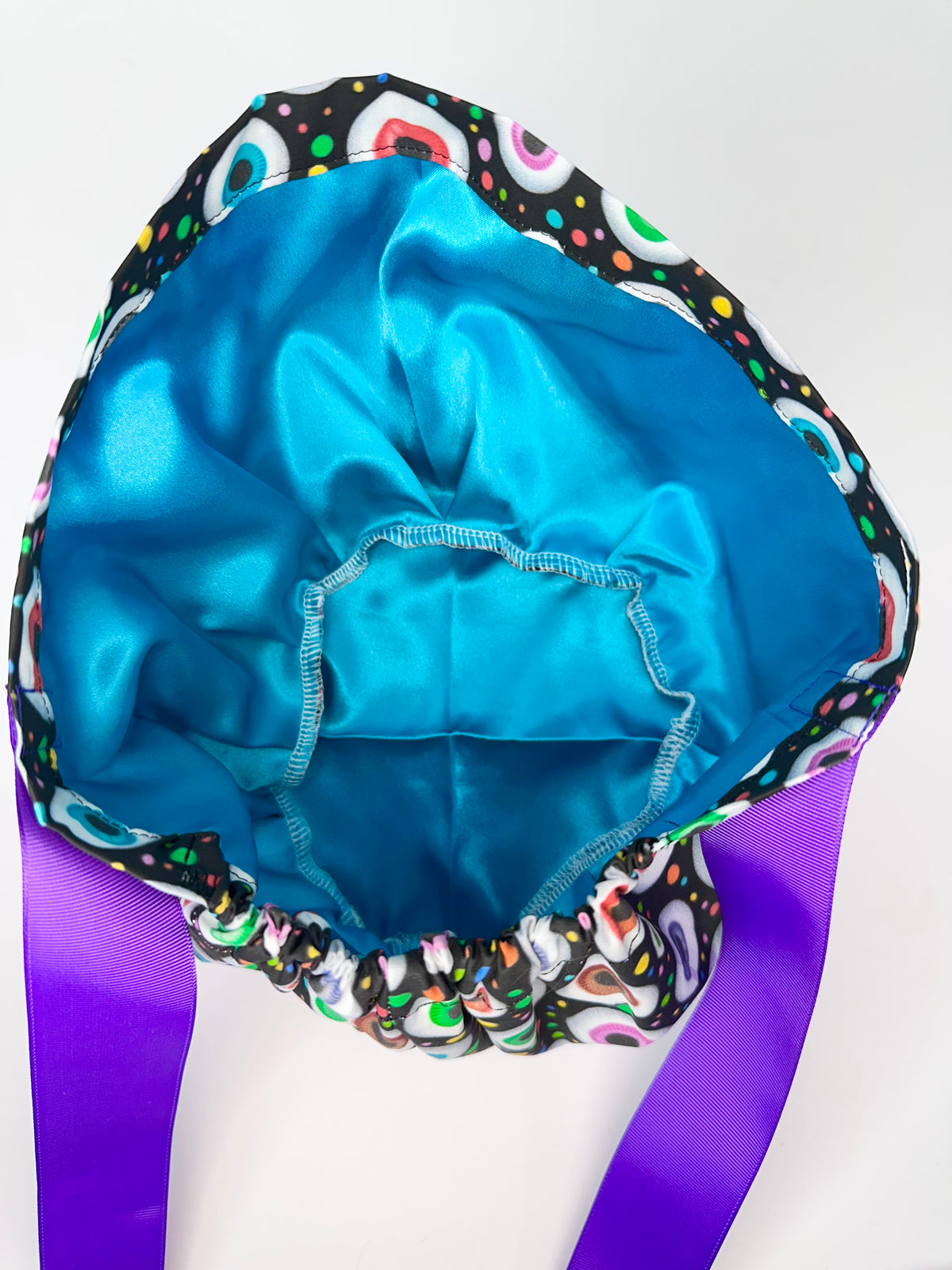 *Sneaky Print* Ribbon Back- Colorful Eyeballs: Euro-Style Scrub Cap