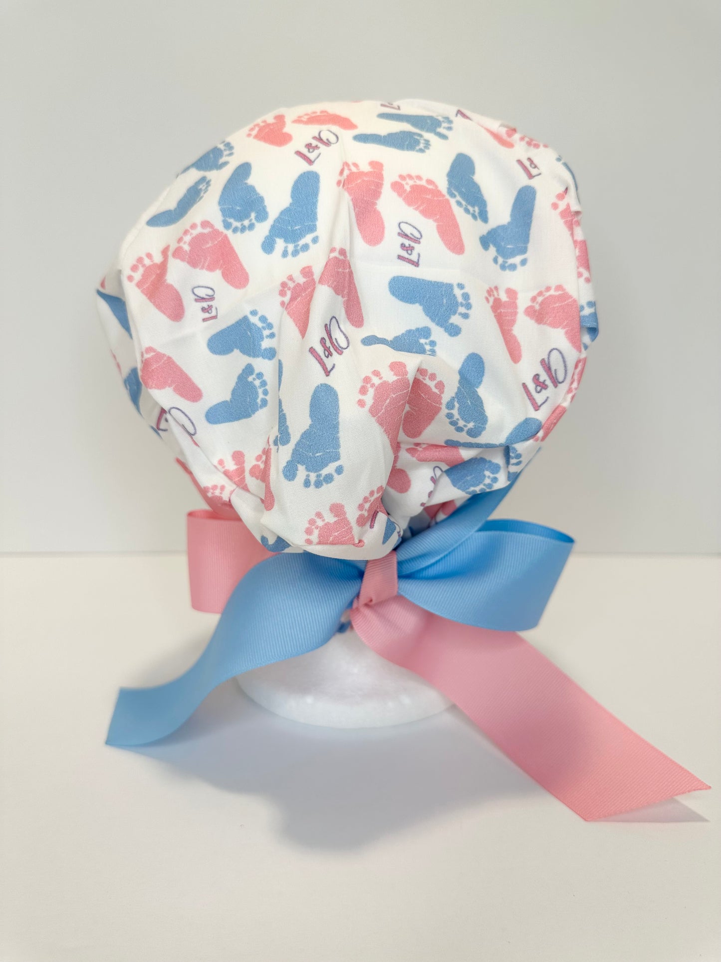 SATIN LINED- L&D Footprints: Euro-Style Scrub Cap