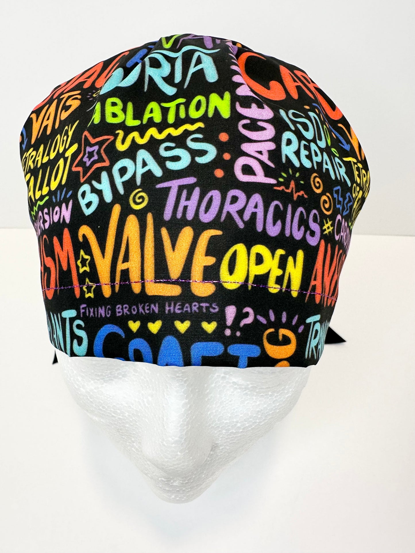 SATIN LINED- Cardiac Things: Euro-Style Scrub Cap