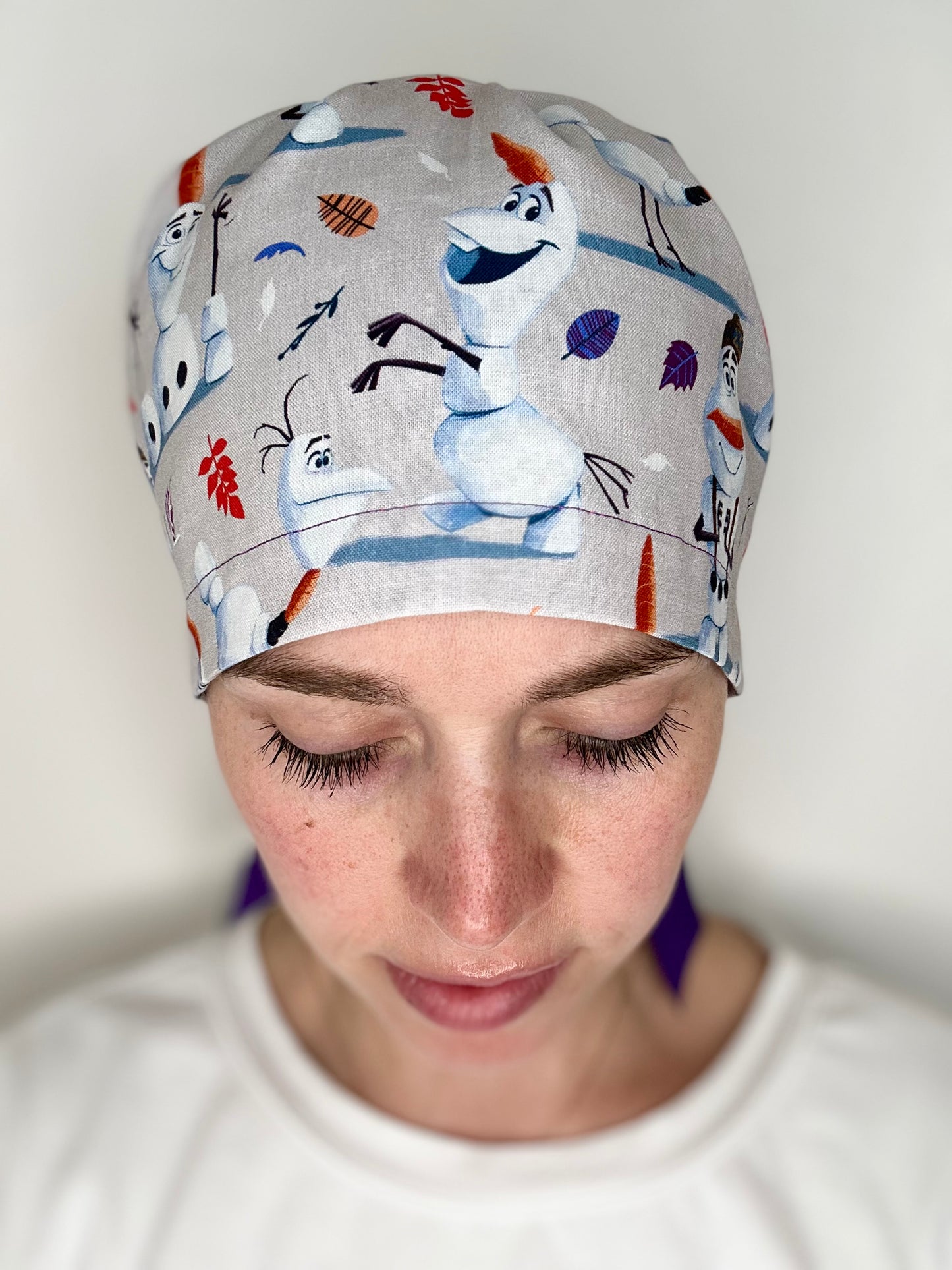 Ribbon Back- Silly Olaf: Euro-Style Scrub Cap