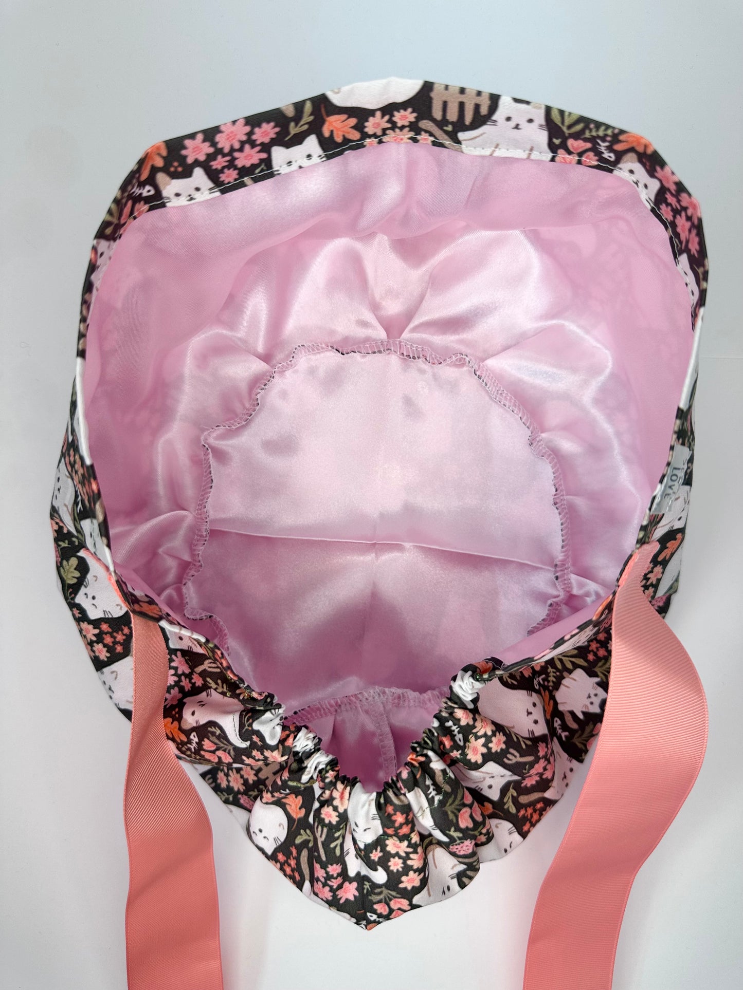 Ribbon Back- Ghost Kitties: Euro-Style Scrub Cap