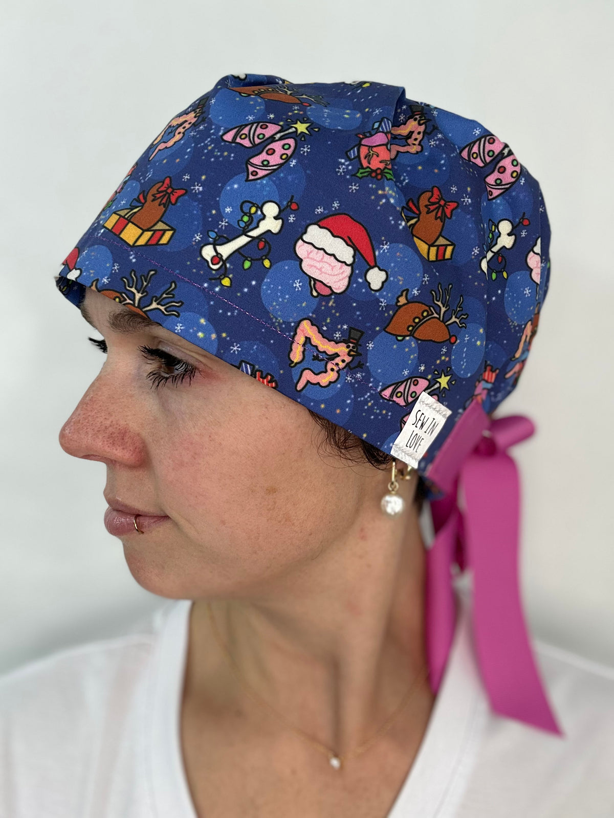 Ribbon Back- Surgical Christmas: Euro-Style Scrub Cap