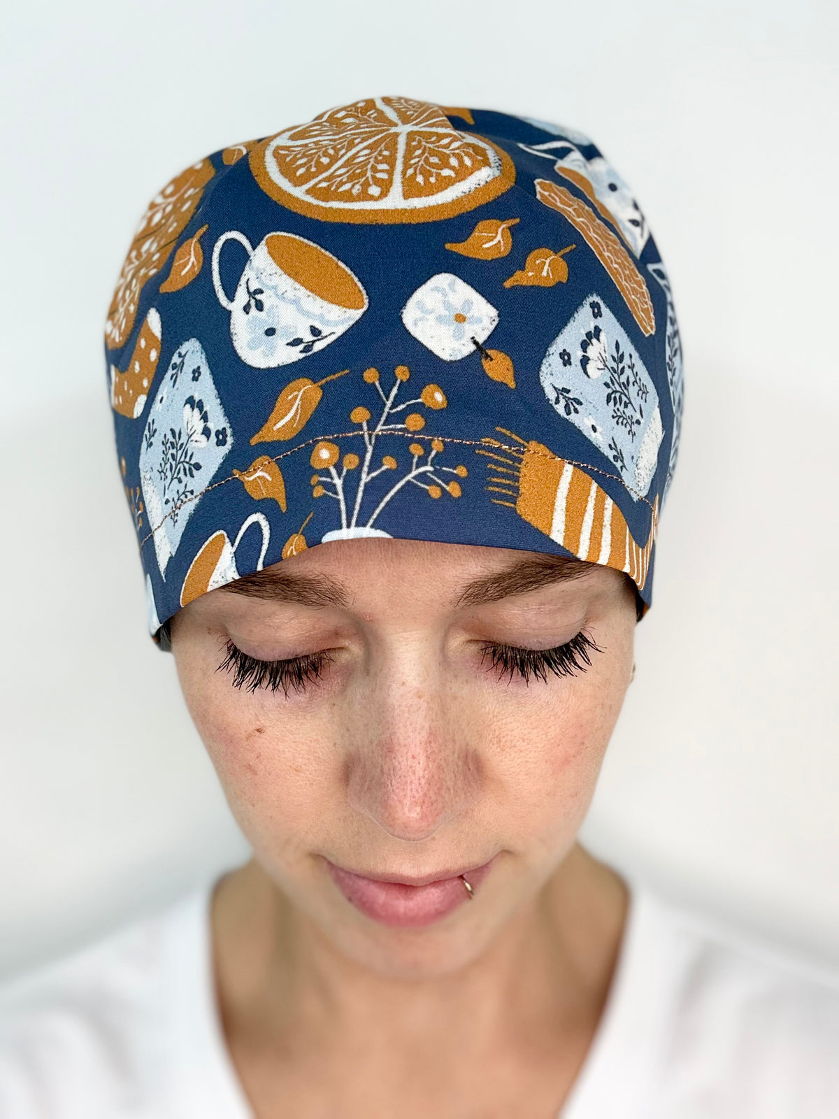 Toggle Back- Autumn Tea Party: Euro-Style Scrub Cap