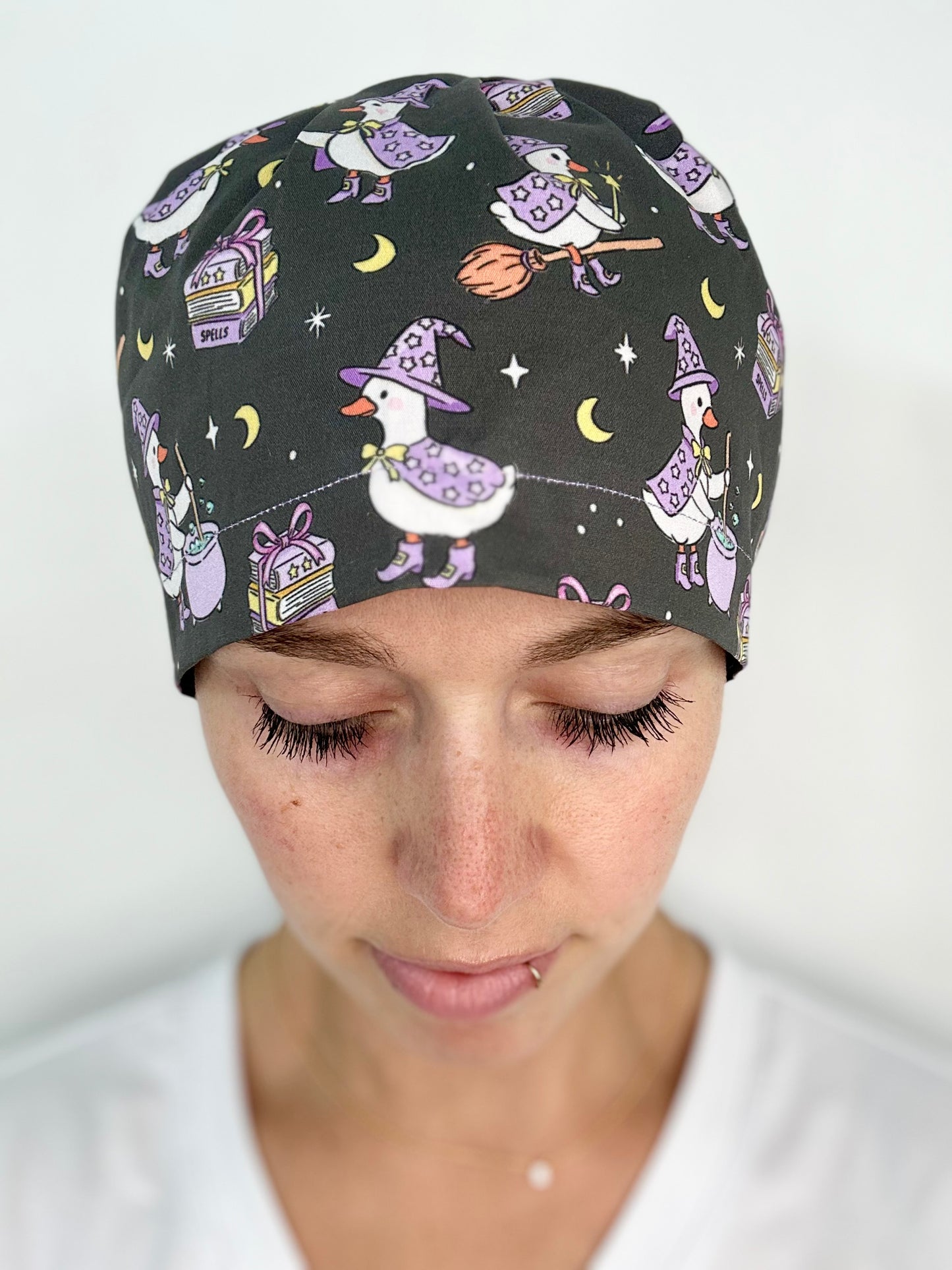 Toggle Back- Witchy Silly Goose: Euro-Style Scrub Cap