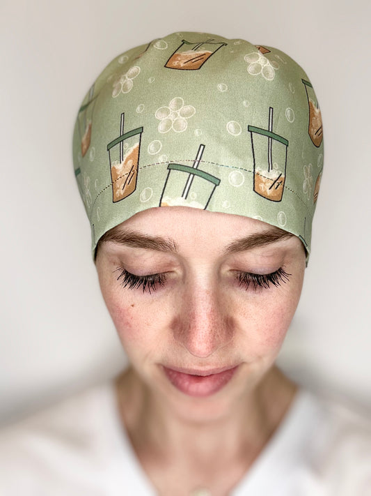Ribbon Back- Iced Coffee: Euro-Style Scrub Cap